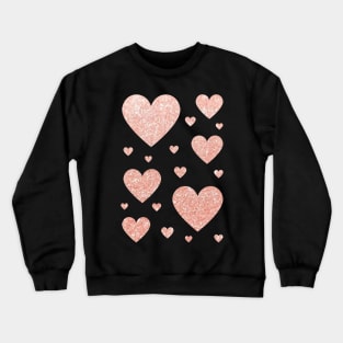 Light Rose Gold Faux Glitter Hearts Crewneck Sweatshirt